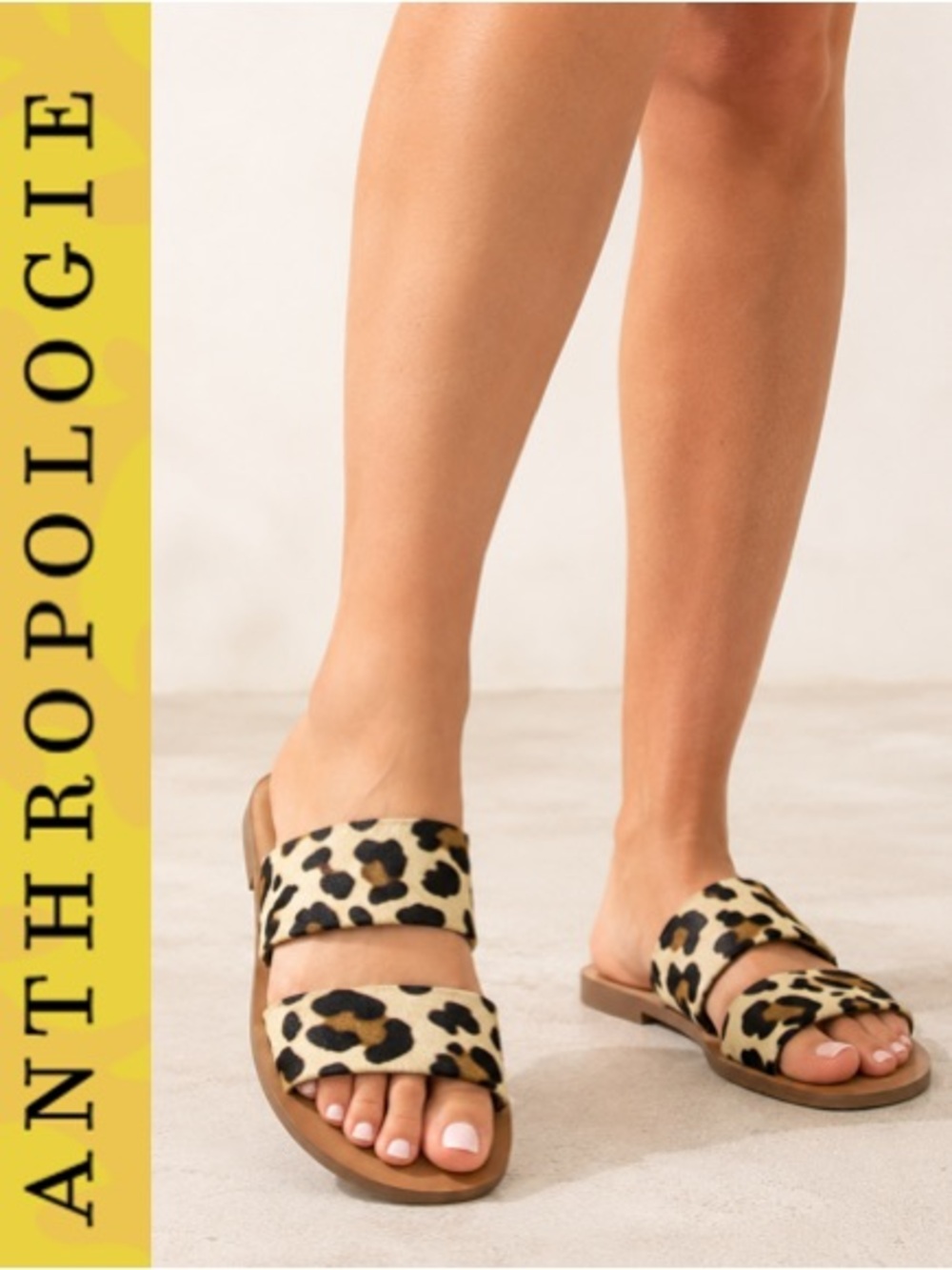 Anthropologie Leopard Calf Hair Slide Sandals 8
